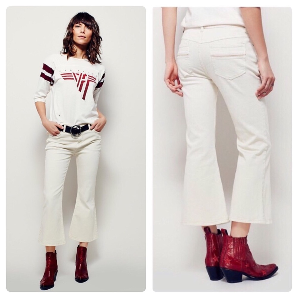 FREE PEOPLE CHLOE CROP FLARE JEANS NWOT